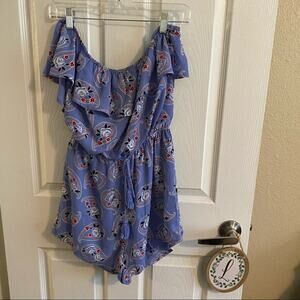 Blue Rain Paisley Print & Rose Romper / Shorts Jumpsuit Women's Size Small